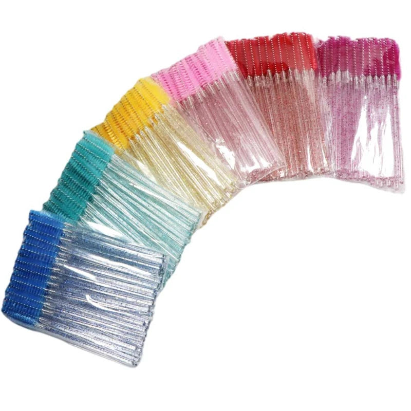 CNKESS 50pcs Disposable Eyelash Brushes Extension Crystal Eyebrow Brush