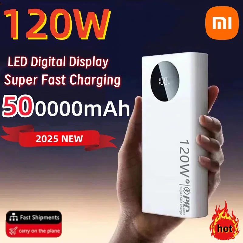 120W 500000mAh High Capacity Power Bank Fast Charging Power bank Portable Battery Charger For Phone  2025