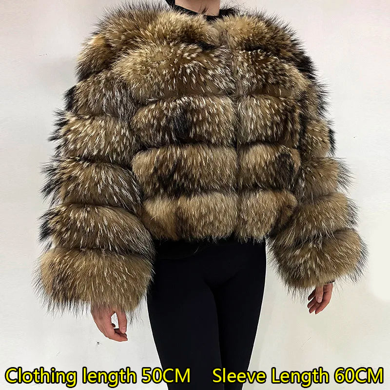 Super Hot Winter Women Luxury Thick Real Raccoon Fur Coat Natural Fox Fur Jacket Plus Size Furry Jackets Female Vest