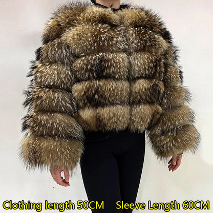 Super Hot Winter Women Luxury Thick Real Raccoon Fur Coat Natural Fox Fur Jacket Plus Size Furry Jackets Female Vest