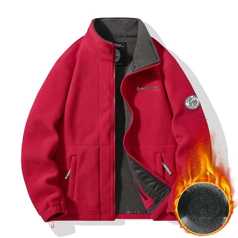 Men's Winter Fleece Jacket – Double Thick, High Collar, Outdoor Climbing Coat 2025