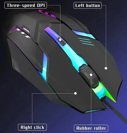 1 PC ITLY M01 Sports LED Luminous Backlit USB Wired Gaming Mouse for Desktop PC Laptop Office Computer Gaming Mouse