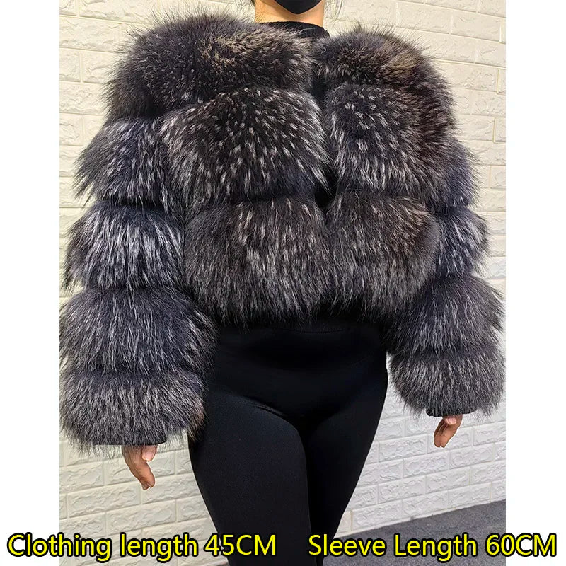 Super Hot Winter Women Luxury Thick Real Raccoon Fur Coat Natural Fox Fur Jacket Plus Size Furry Jackets Female Vest