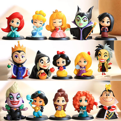 Q Version Anime Figure Queen Maleficent Evil Jasmine Rapunzel Kawaii Action Figure Collection Model Toys Kids Christmas Gift