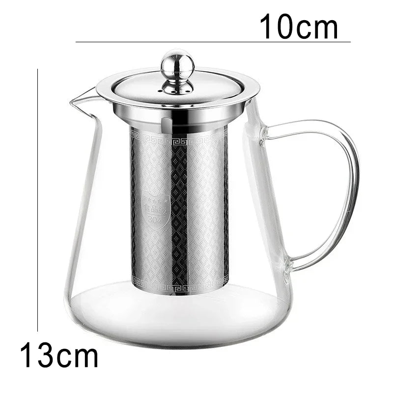 450ml-950ml Heat Resistant Glass Teapot with Stainless Steel Tea Strainer Infuser Flower Kettle Kung Fu Teaware Puer Oolong Pot