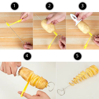 Stainless Steel Plastic Rotate Potato Slicer Twisted Potato Spiral Slice Cutter Creative Vegetable Tool Kitchen Gadgets