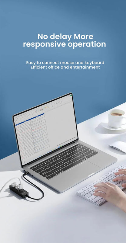 USB 3.0 Hub – 4-Port High-Speed Splitter, Multi USB Expander, Type-C Adapter