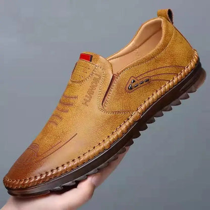 Men Leather Slip On Loafer Summer Fashion Slipper Casual Slip-on Loafers  Breathable Soft Sole Leather Shoes