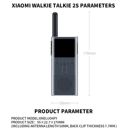XIAOMI Walkie Talkie 2S 1.77"Color Screen 4W Power 120-hour Standby Dual Mode 5km Call Distance IP54 Outdoors Security Intercom