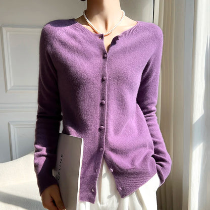 WinvyNee Women 100% Wool Cardigans Sweater Solid Casual Warm Outerwear Knitwear Tops  Autumn Winter Women Clothing B1263018