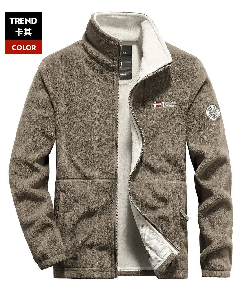 Men's Winter Fleece Jacket – Double Thick, High Collar, Outdoor Climbing Coat 2025
