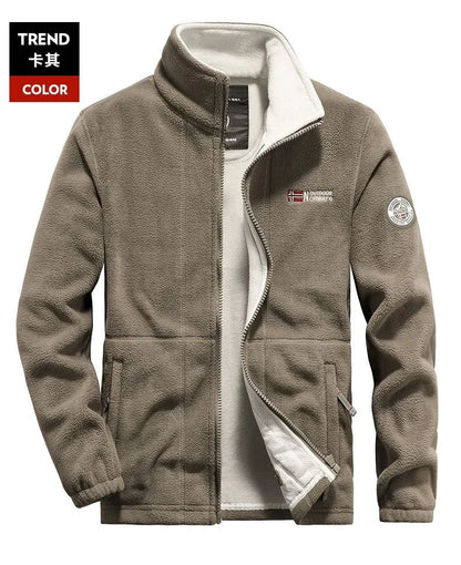Men's Winter Fleece Jacket – Double Thick, High Collar, Outdoor Climbing Coat 2025
