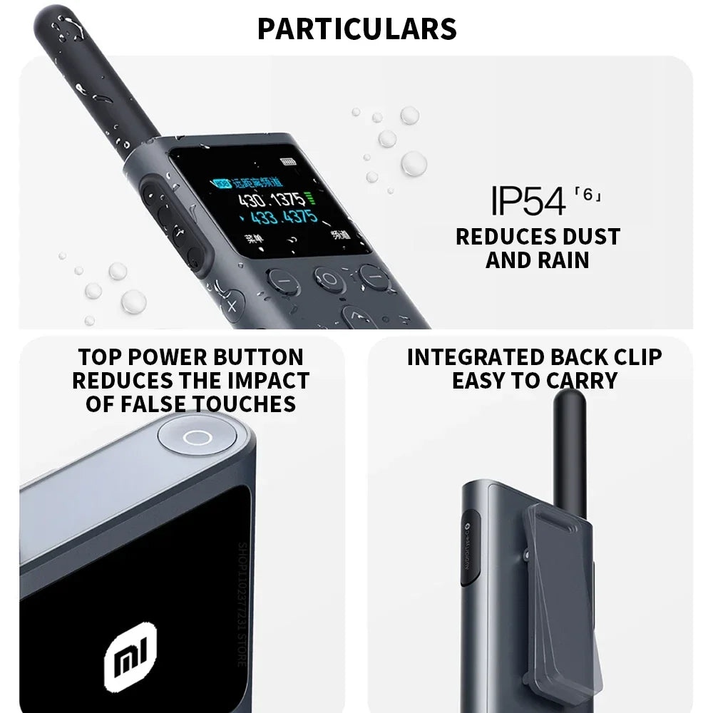 XIAOMI Walkie Talkie 2S 1.77"Color Screen 4W Power 120-hour Standby Dual Mode 5km Call Distance IP54 Outdoors Security Intercom