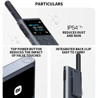 XIAOMI Walkie Talkie 2S 1.77"Color Screen 4W Power 120-hour Standby Dual Mode 5km Call Distance IP54 Outdoors Security Intercom