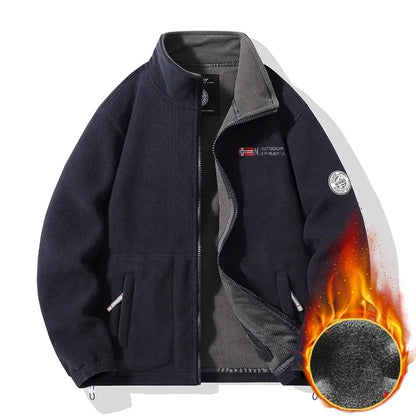 Men's Winter Fleece Jacket – Double Thick, High Collar, Outdoor Climbing Coat 2025