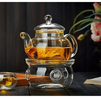 400ml/1000ml Filterable Heat-resistant Thickened Glass Teapot High Borosilicate Glass Flower Tea Pot Heatable Glass Tea Set