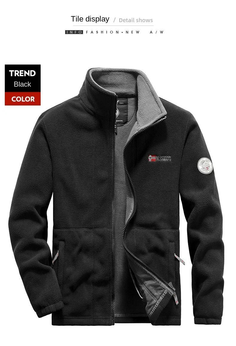 Men's Winter Fleece Jacket – Double Thick, High Collar, Outdoor Climbing Coat 2025