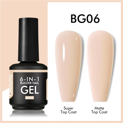 CHUNSHU 6 IN 1 Extension Gel 15ML Builder Nail Gel In A Bottle Semi Permanent Rubber Base Coat Self-leveling UV Construction Gel