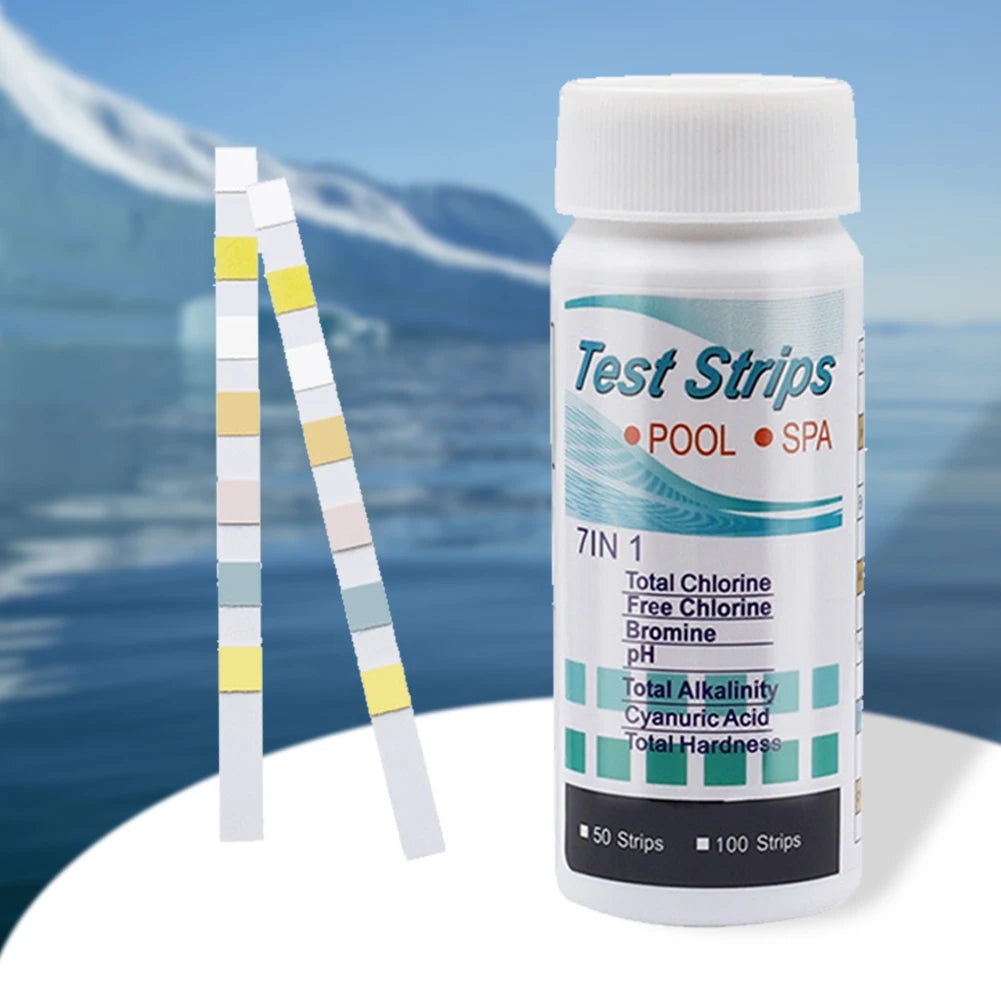 50/100pcs 7 in 1 Swimming Pool PH Test Paper Chlorine PH Value Alkalinity Hardness Test Strip PH Tester Pool Cleaner