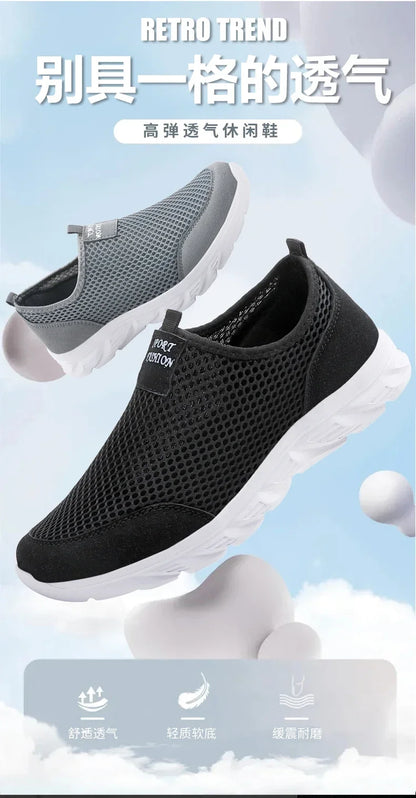 Men Summer Casual Shoes Men Mesh Breathable Outdoor Non Slip Sports Shoe Slip on Loafers for Men Plus Size 38-46