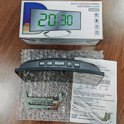 Electronic Alarm Clock Noiseless Design Digital LED Large Display Mirror Electronic Clock