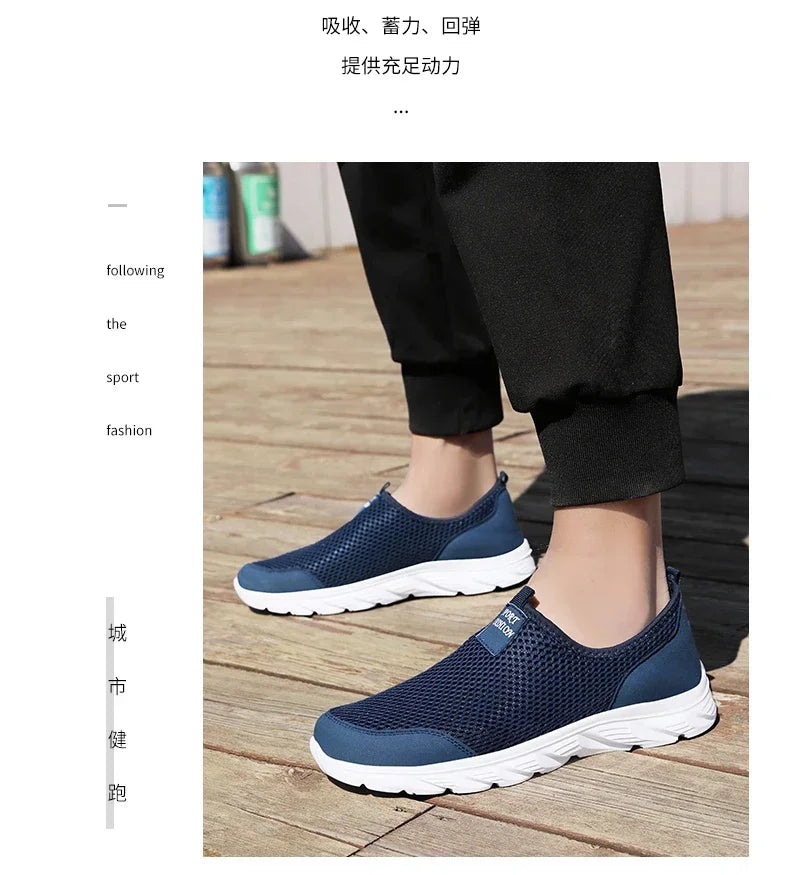 Men Summer Casual Shoes Men Mesh Breathable Outdoor Non Slip Sports Shoe Slip on Loafers for Men Plus Size 38-46