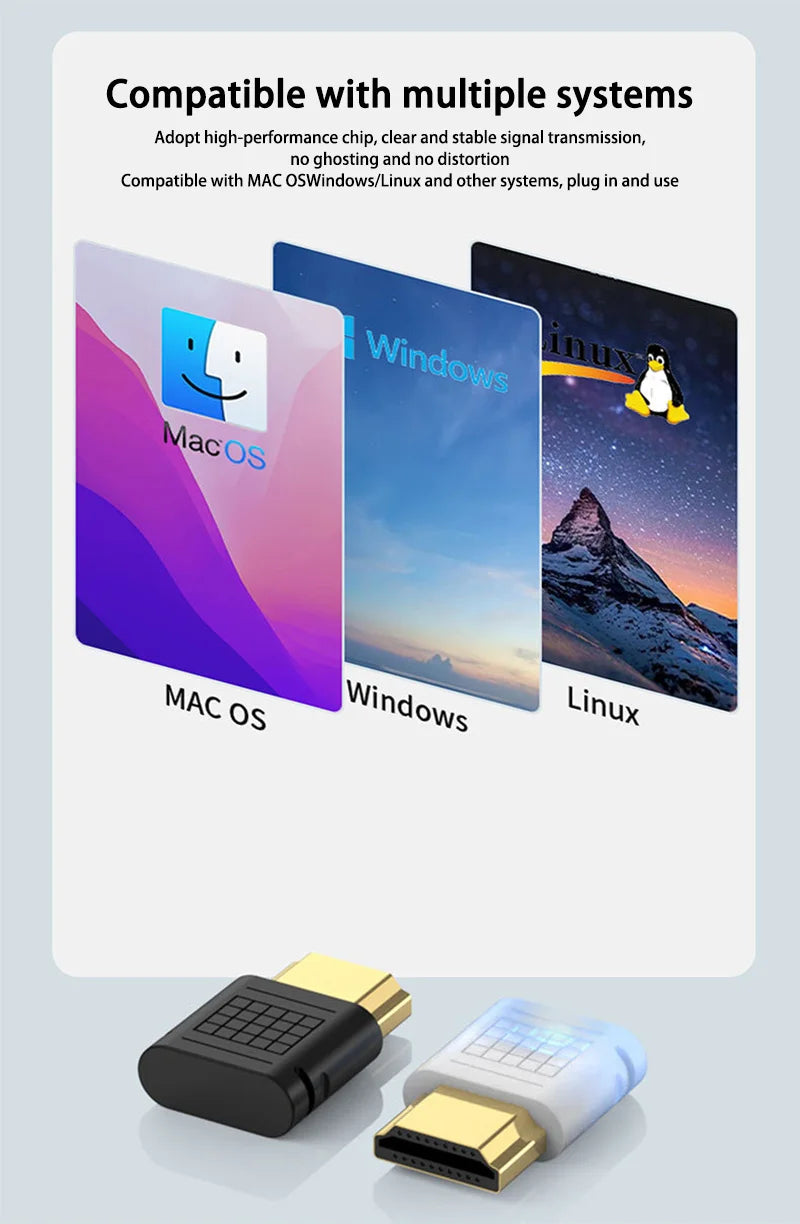 4K HDMI Virtual Display Adapter Streaming Device Virtual Display High-Resolution Wireless Display Adapter Emulator Dummy Plug
