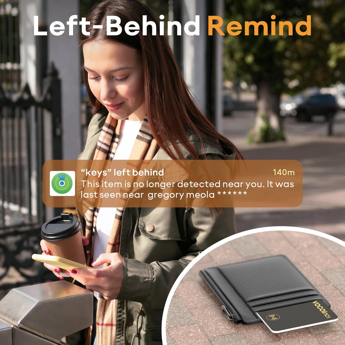 VOCOl inc Smart Bluetooth GPS Tracker – Works with Find My app, real-time item locator, anti-lost reminder for keys, wallet, kids & car