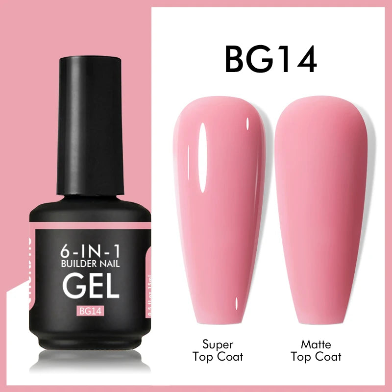 CHUNSHU 6 IN 1 Extension Gel 15ML Builder Nail Gel In A Bottle Semi Permanent Rubber Base Coat Self-leveling UV Construction Gel