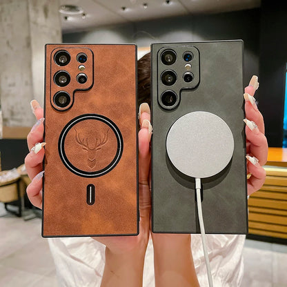 For Mag safe Magnetic Wireless Charging Phone Case For Cellphone Luxury Leather Shockproof Cover