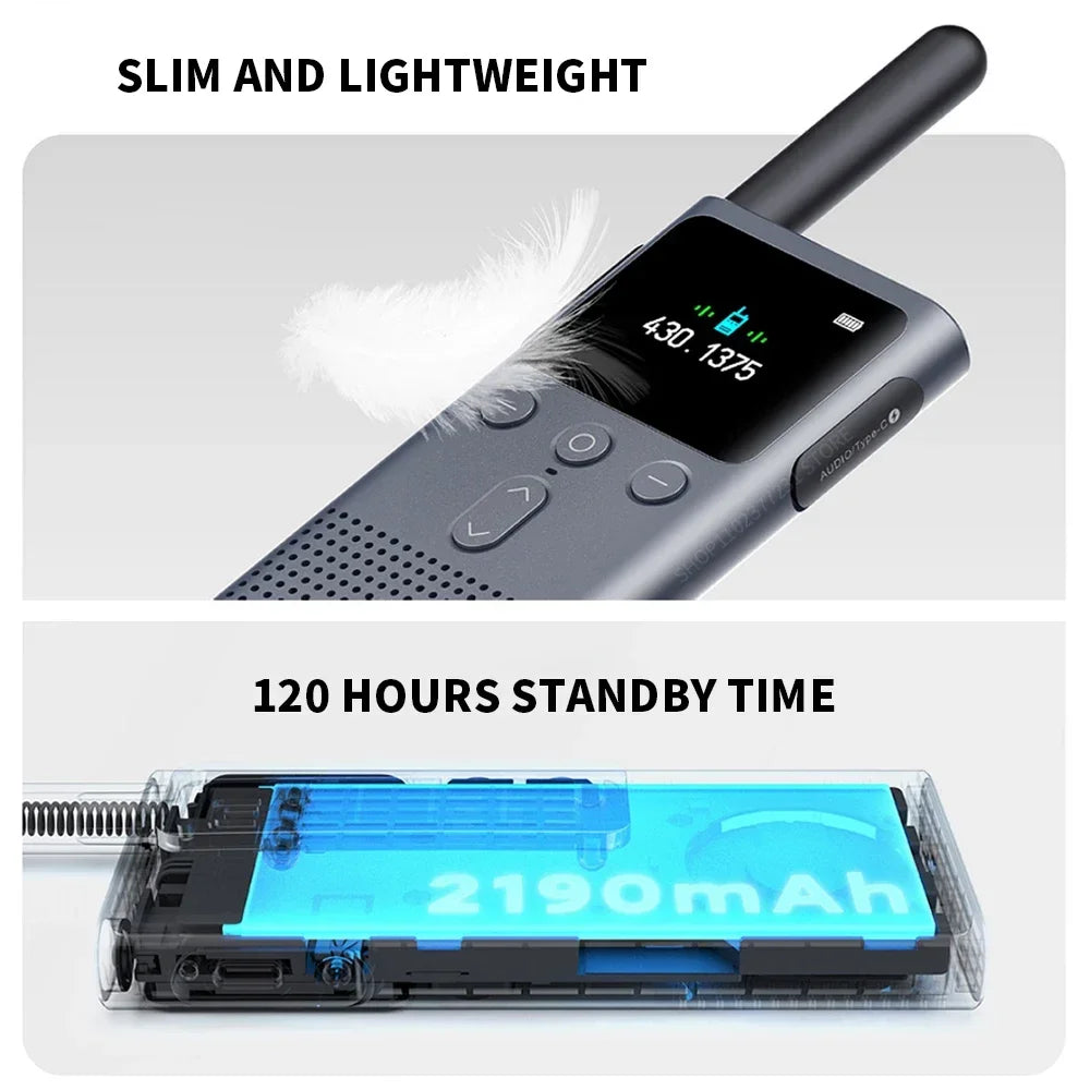 XIAOMI Walkie Talkie 2S 1.77"Color Screen 4W Power 120-hour Standby Dual Mode 5km Call Distance IP54 Outdoors Security Intercom