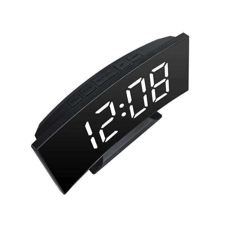 Electronic Alarm Clock Noiseless Design Digital LED Large Display Mirror Electronic Clock