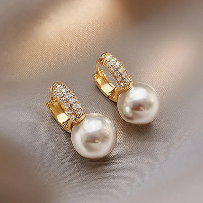 2025 New Simple Temperament Circle Pearl Earrings Fashion Small Versatile Earrings Women's Jewelry