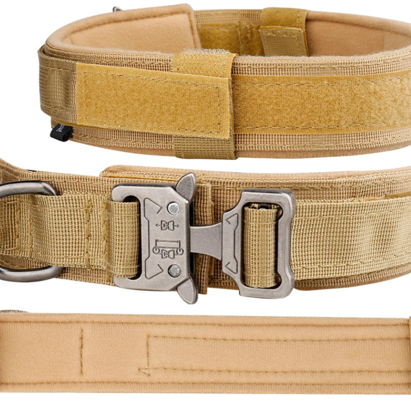 Pet Products Outdoor Tactical Dog Collar Metal Buckle Breathability Nylon Collar Medium and Large Dog Training Neck Collar Dog