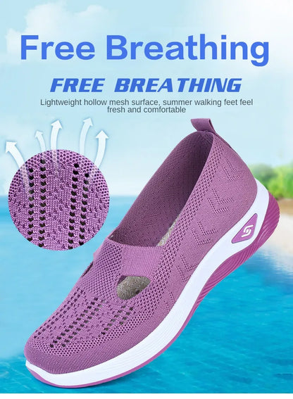 Women's New Summer Shoes Mesh Breathable Sneakers Light Slip on Flat Platform Casual Shoes