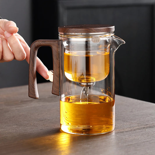 NEW 2025 Glass Tea Pot Kettle Infuser 520ML/720ML Teapot Water Separation Inner Magnet One Click Magnetic Switch Tea Filtration Cup Set