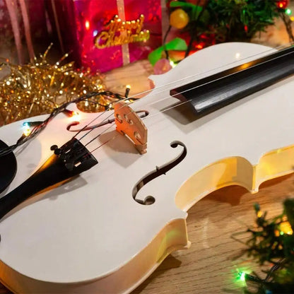 New 4/4 Full Size White Color Acoustic Violin Fiddle + Case + Bow + Rosin
