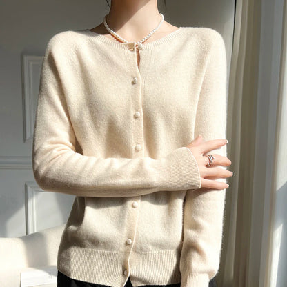 WinvyNee Women 100% Wool Cardigans Sweater Solid Casual Warm Outerwear Knitwear Tops  Autumn Winter Women Clothing B1263018