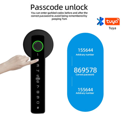 RAYKUBE Tuya BLE Fingerprint Door Lock Digital Electronic Lock with Password/Key/IC Card/ Smartlife/ Tuya APP Unlock