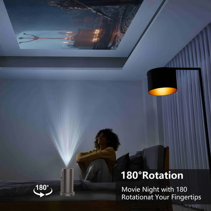 Mini Android Portable Projector  Support 1080p 4K  Integrated 90°Adjust Stand Hight Adjustment WiFi and Bluetooth Model: TS3