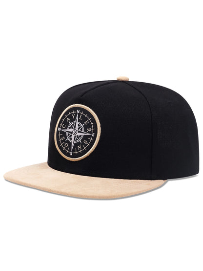 Men's Fashion Compass Button Duck Tongue Hat Outdoor Sports Duck Tongue Hat Embroidered  Women's Baseball Sun Hat