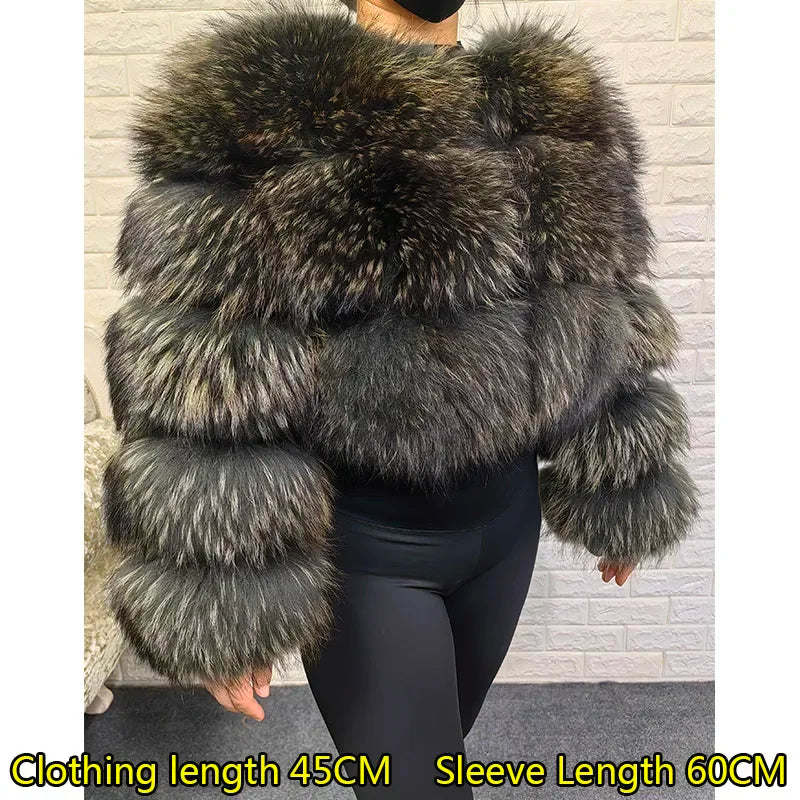Super Hot Winter Women Luxury Thick Real Raccoon Fur Coat Natural Fox Fur Jacket Plus Size Furry Jackets Female Vest