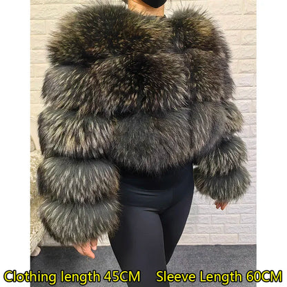 Super Hot Winter Women Luxury Thick Real Raccoon Fur Coat Natural Fox Fur Jacket Plus Size Furry Jackets Female Vest