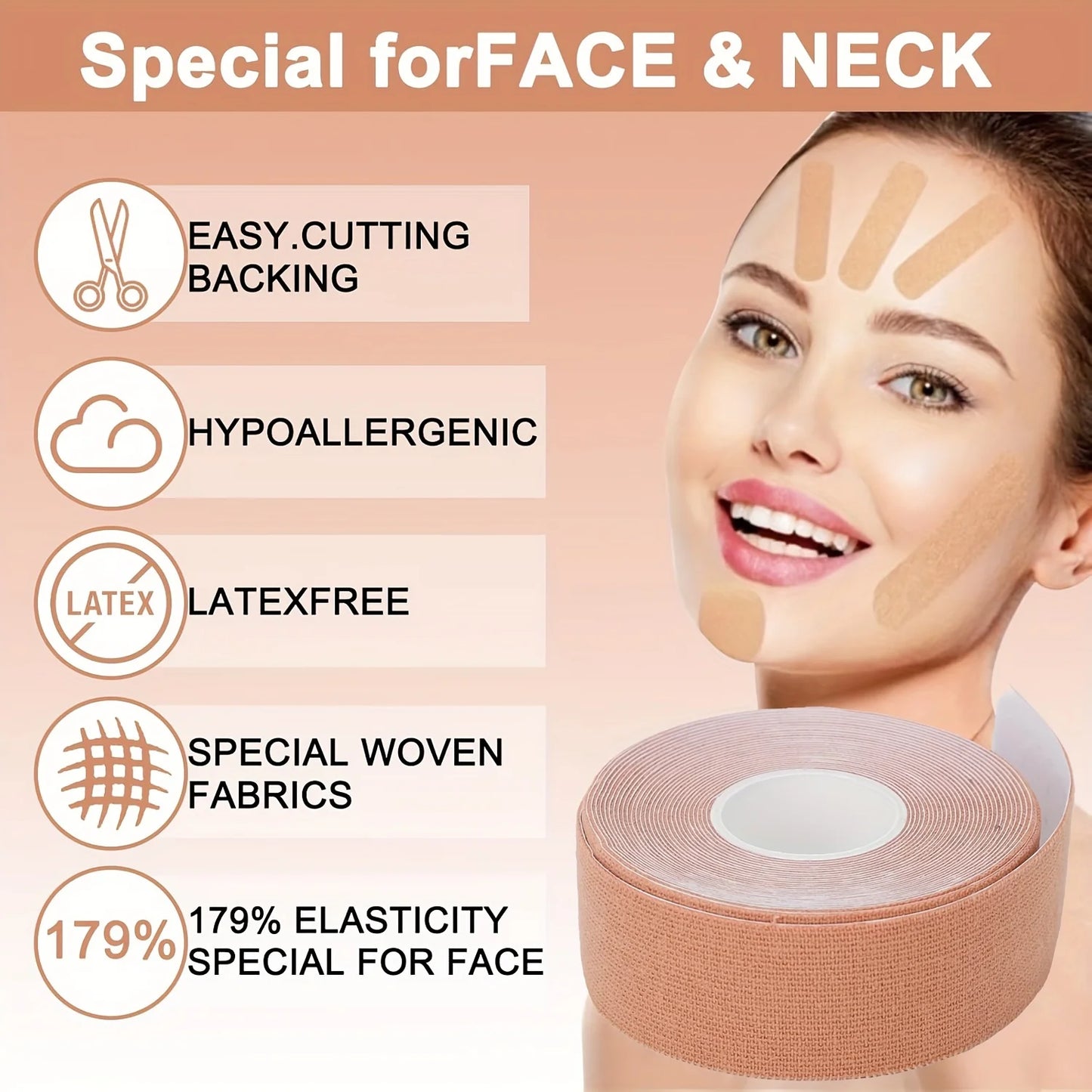 Facial Myofascial Lifting Tape, Skin-Friendly And Breathable To Reduce Facial Wrinkles, Muscle Support V-Line Lifting Tape