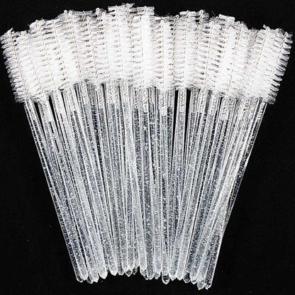 CNKESS 50pcs Disposable Eyelash Brushes Extension Crystal Eyebrow Brush