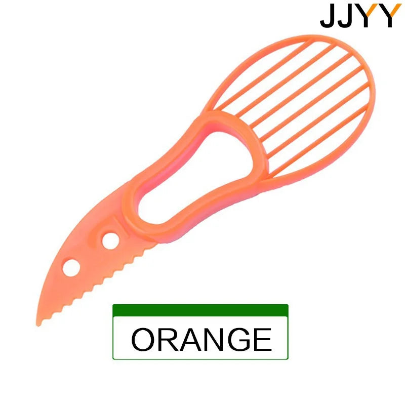 JJYY 3-in-1 Avocado Slicer Shea Butter Fruit Peeler Pulp Separator Plastic Knife Kitchen Vegetable Tool