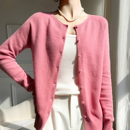 WinvyNee Women 100% Wool Cardigans Sweater Solid Casual Warm Outerwear Knitwear Tops  Autumn Winter Women Clothing B1263018
