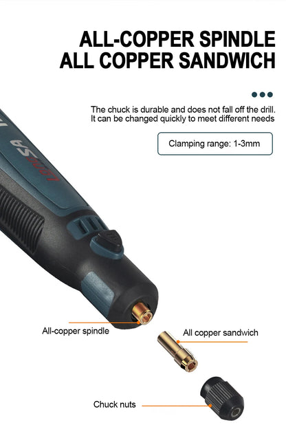 5000-10000-15000r Mini Grinder Engraver Pen Cordless Electric Grinder Set Engraving Grinding Machine Polisher Electric Drill Kit
