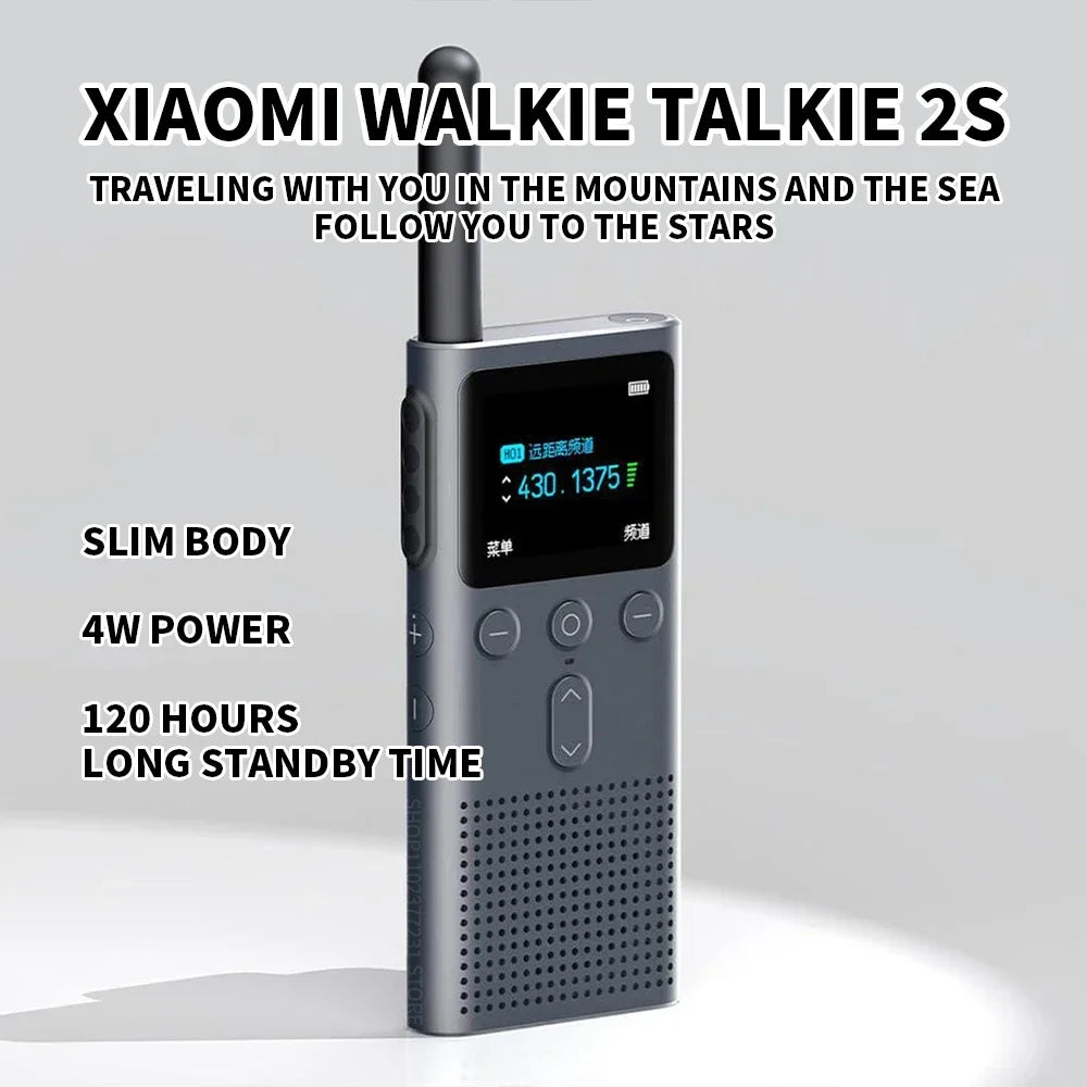 XIAOMI Walkie Talkie 2S 1.77"Color Screen 4W Power 120-hour Standby Dual Mode 5km Call Distance IP54 Outdoors Security Intercom