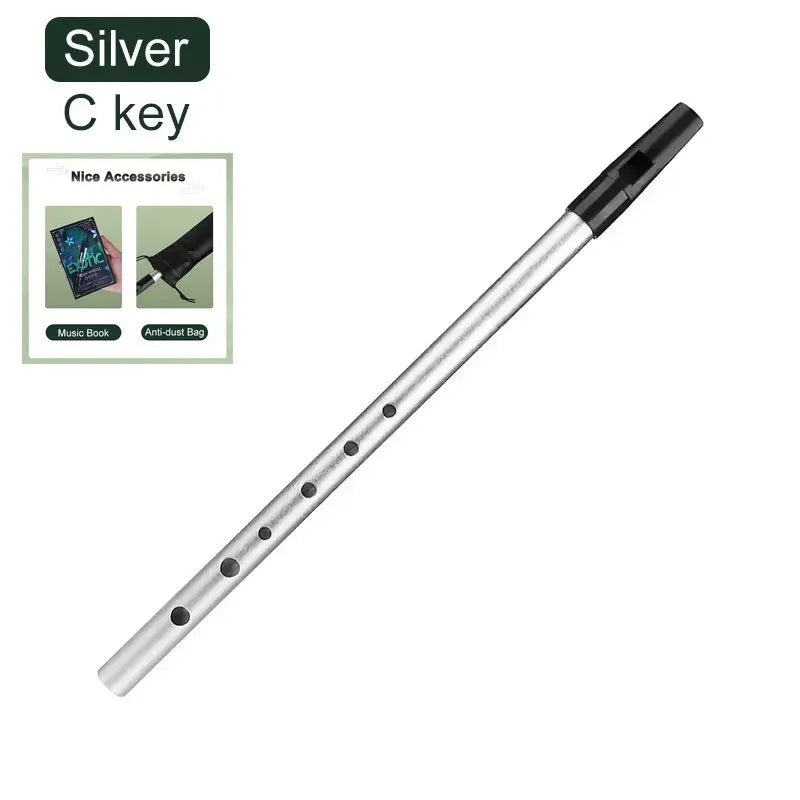 Miwayer Authentic Irish Whistle Flute C/D Key Tin Penny Whistle with 6 Holes Perfect Traditional Irish Music Musical Instrument
